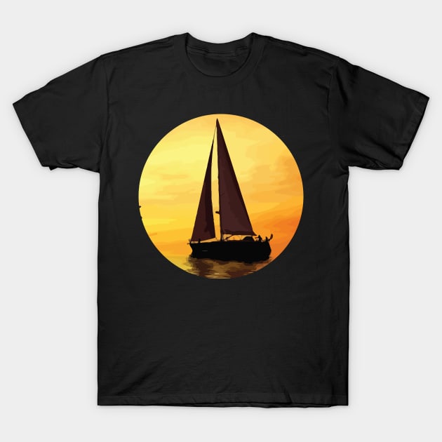 Artistic Boat in the River T-Shirt by Sanzida Design